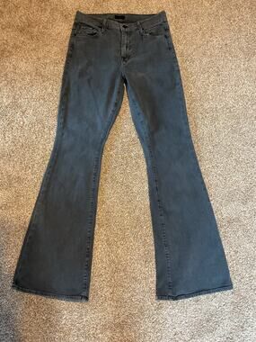 MOTHER Black Wide Leg Flare Jeans